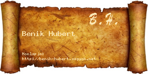Benik Hubert névjegykártya